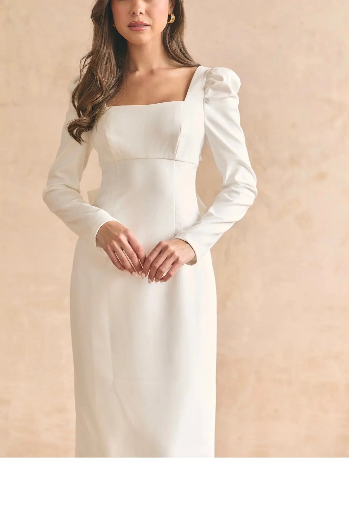 BOW MIDI DRESS WHITE A-LINE