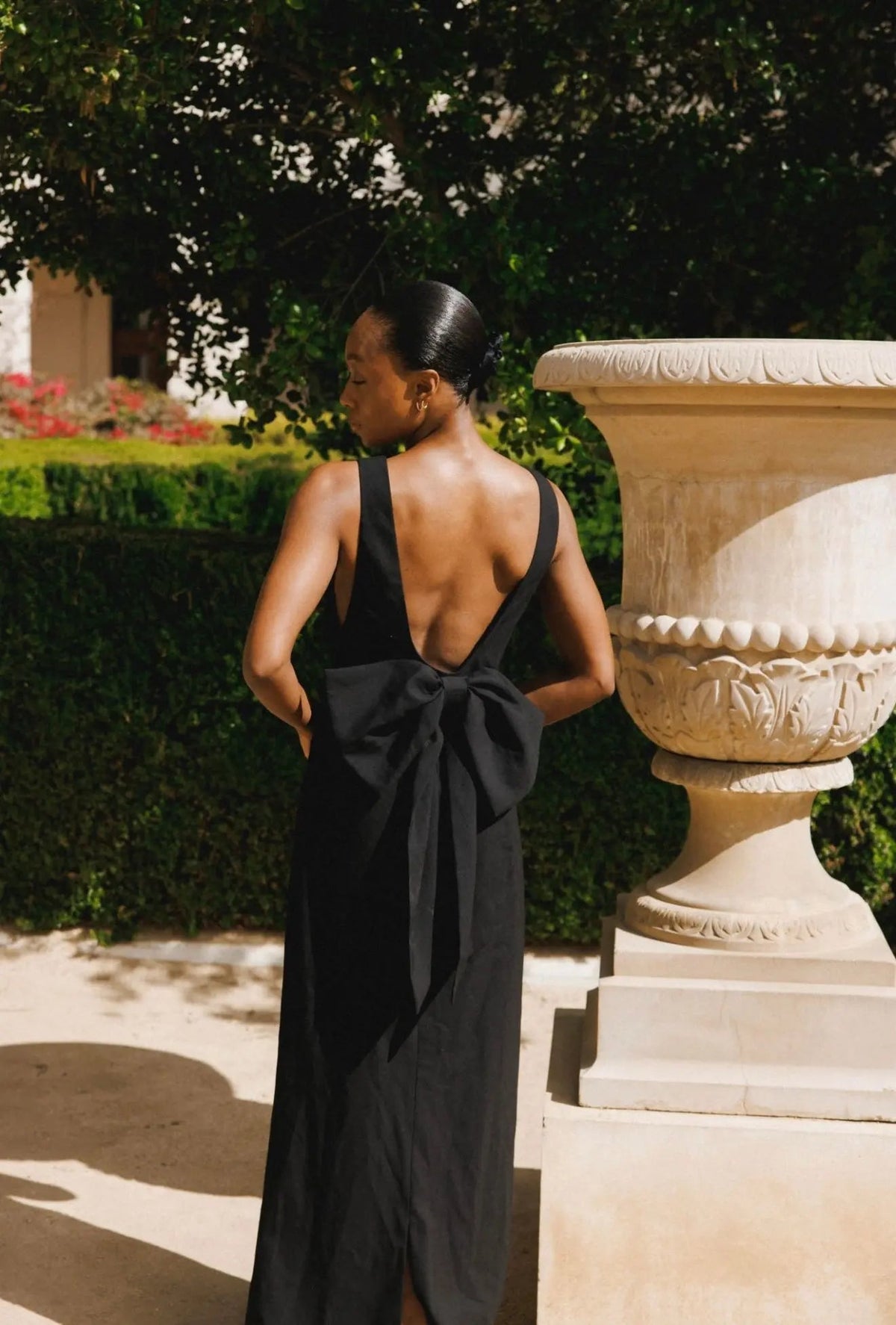 BOW MAXI DRESS BLACK
