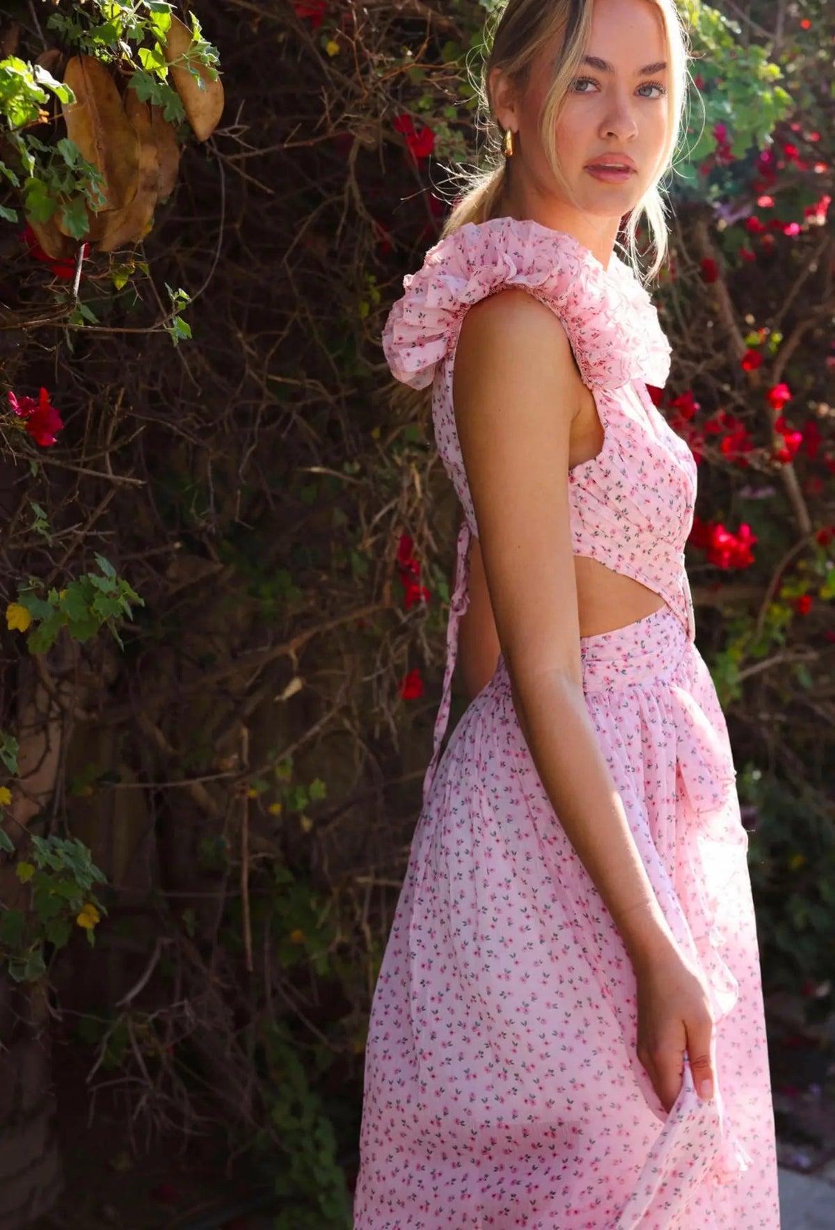 CASSINI MAXI DRESS DITSY PINK