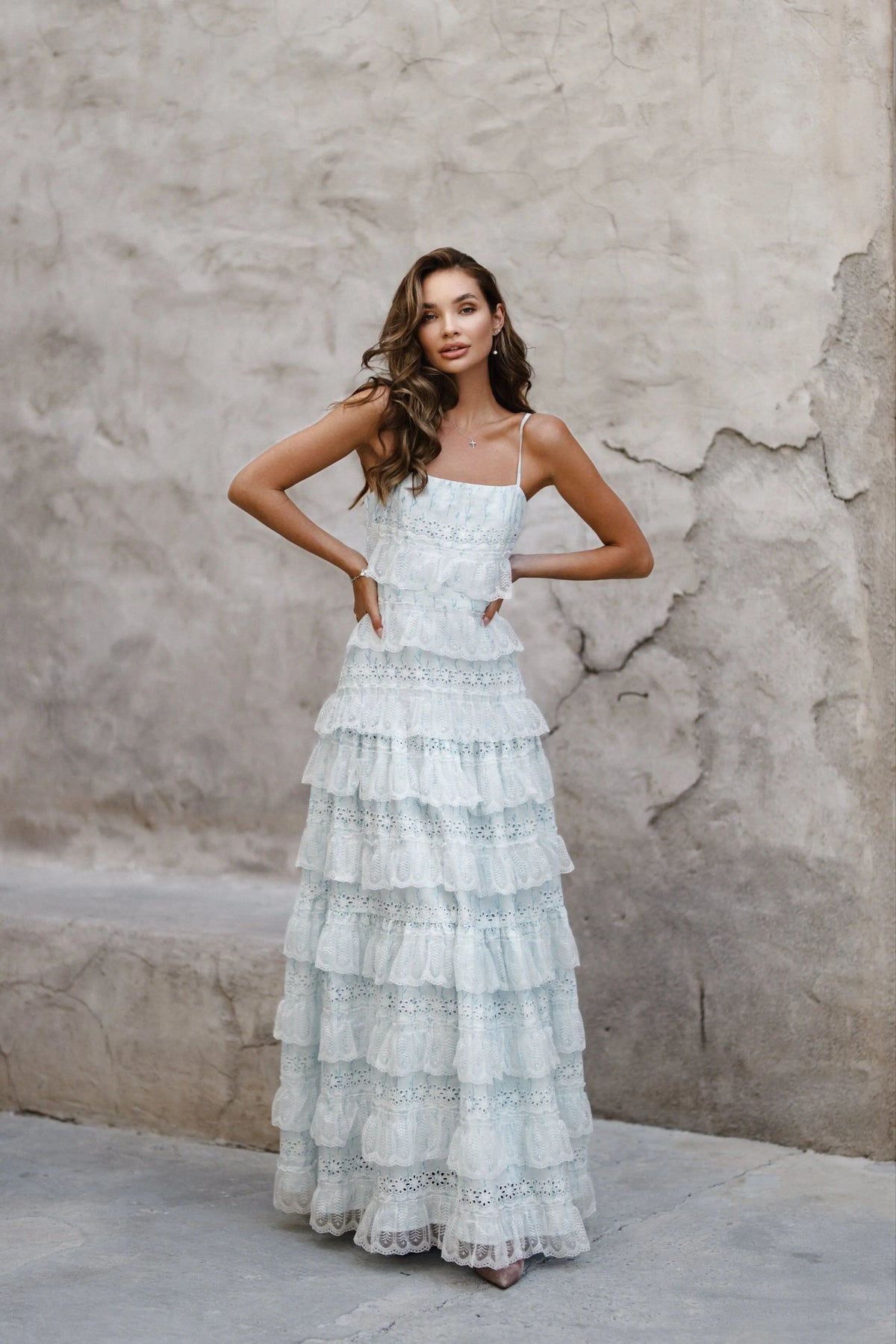 LOVETTE MAXI LACE DRESS BLUE