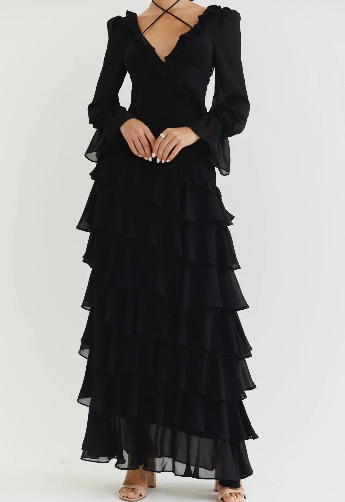 ALB RUFFLE DRESS BLACK