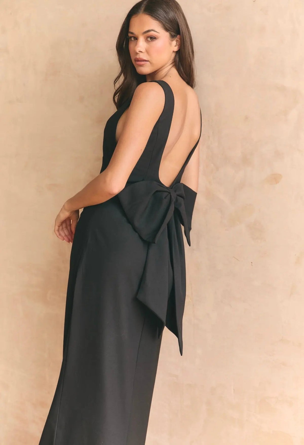 BOW MAXI DRESS BLACK