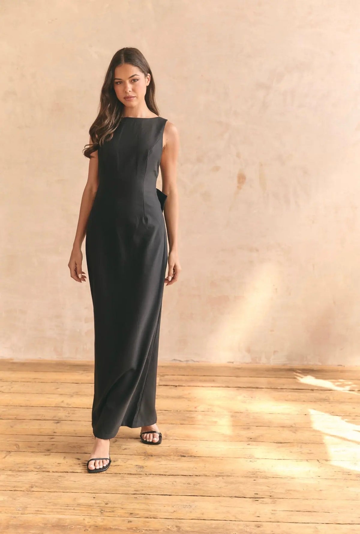 BOW MAXI DRESS BLACK