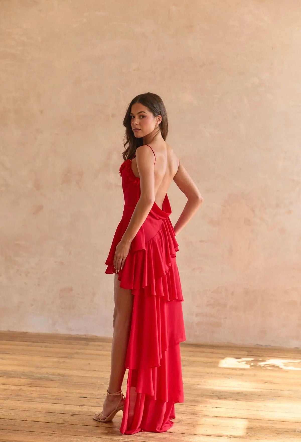 RED ROSE PETAL DRESS