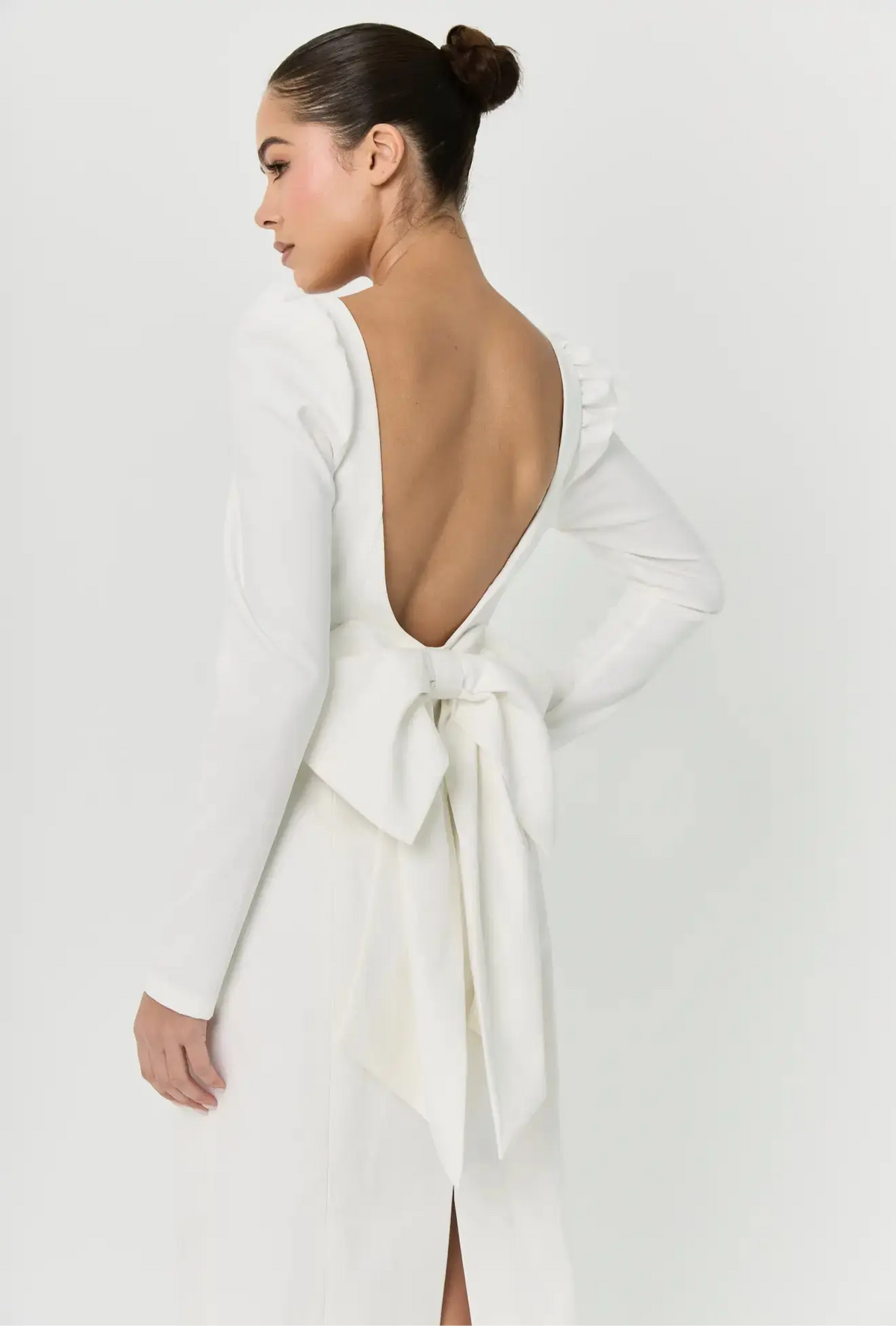 BOW MIDI DRESS WHITE A-LINE