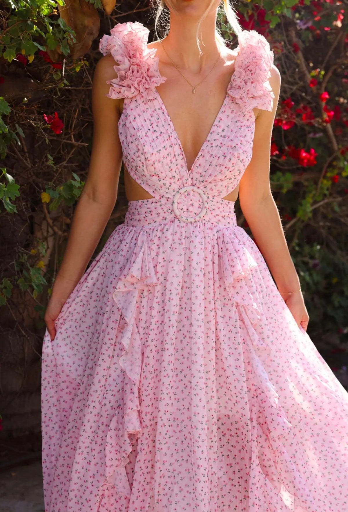 CASSINI MAXI DRESS DITSY PINK
