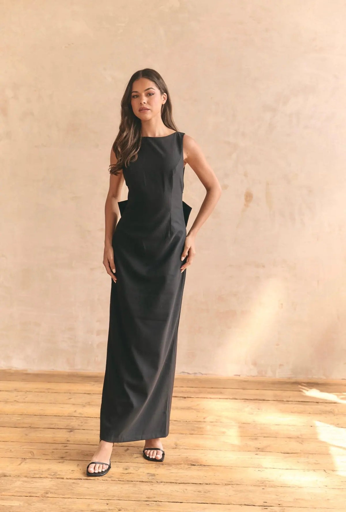 BOW MAXI DRESS BLACK