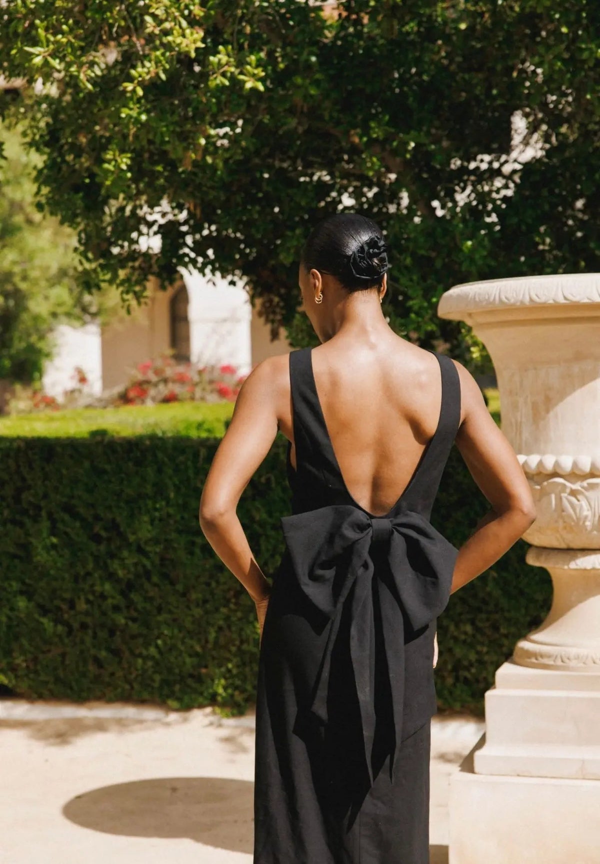 BOW MAXI DRESS BLACK
