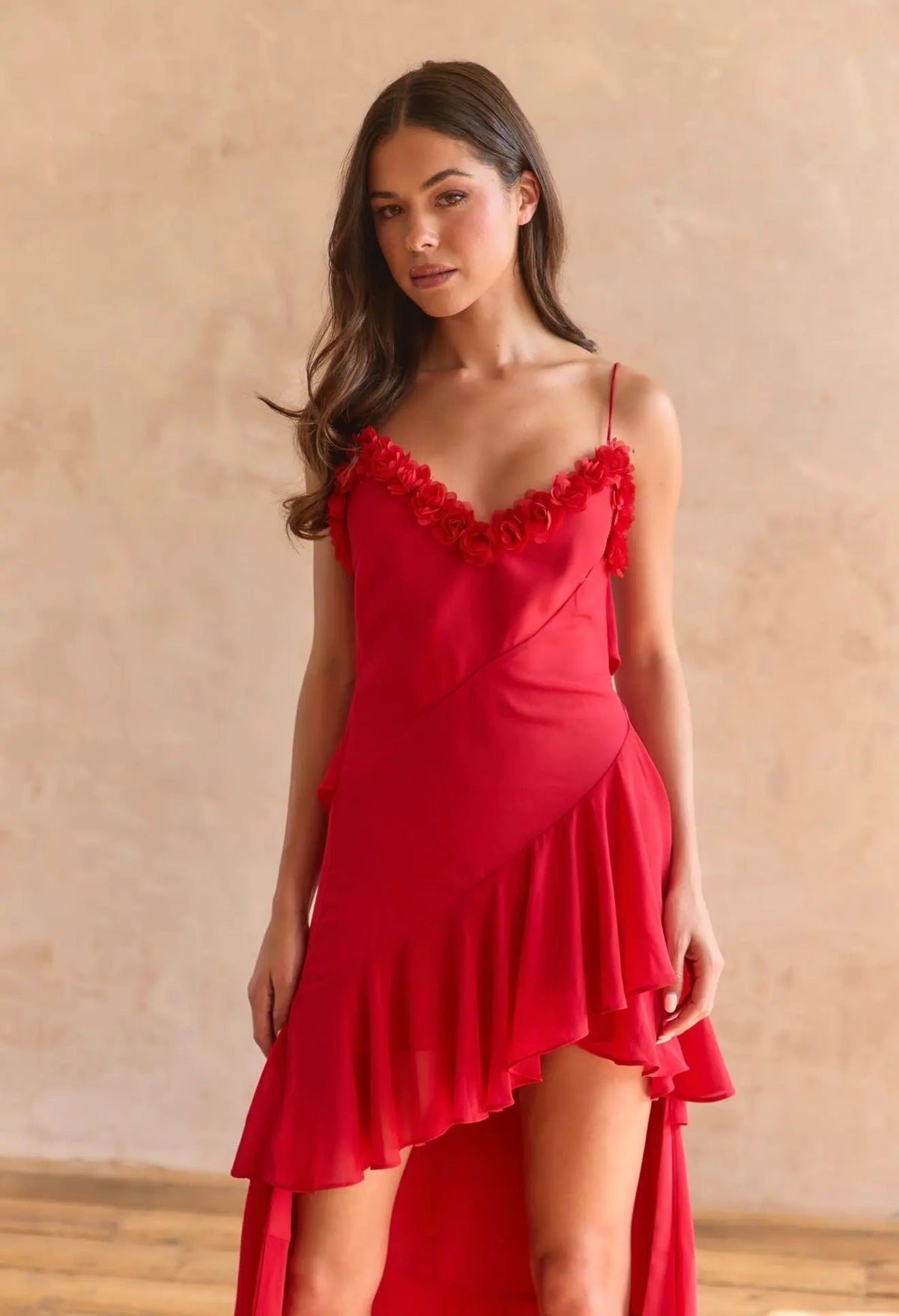 RED ROSE PETAL DRESS