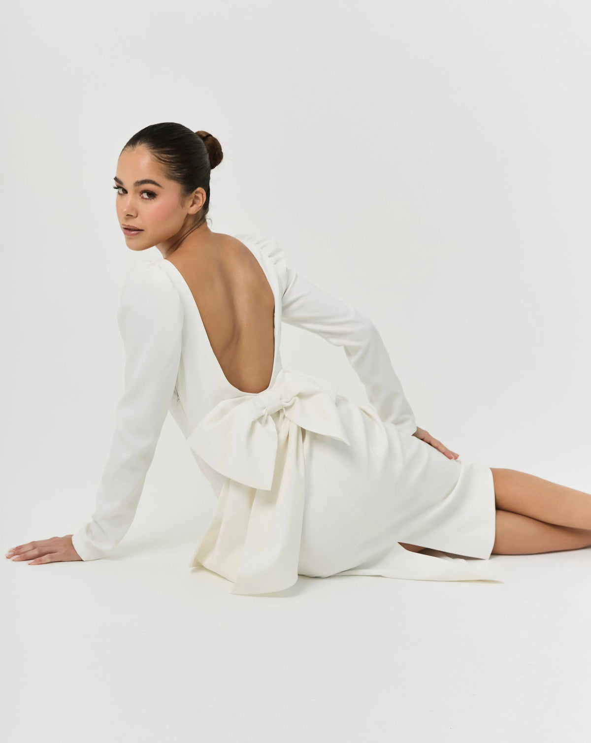 BOW MIDI DRESS WHITE A-LINE