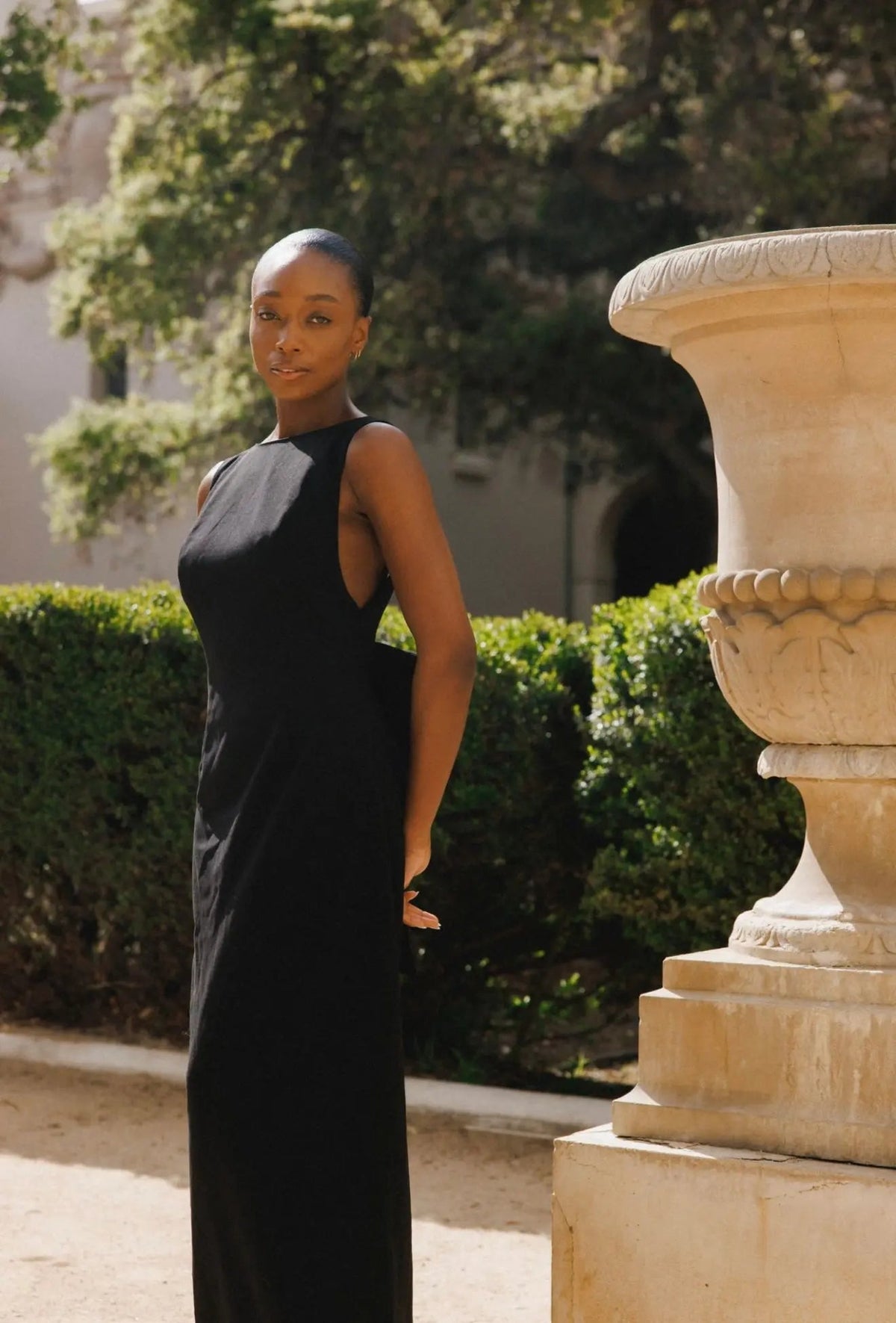 BOW MAXI DRESS BLACK