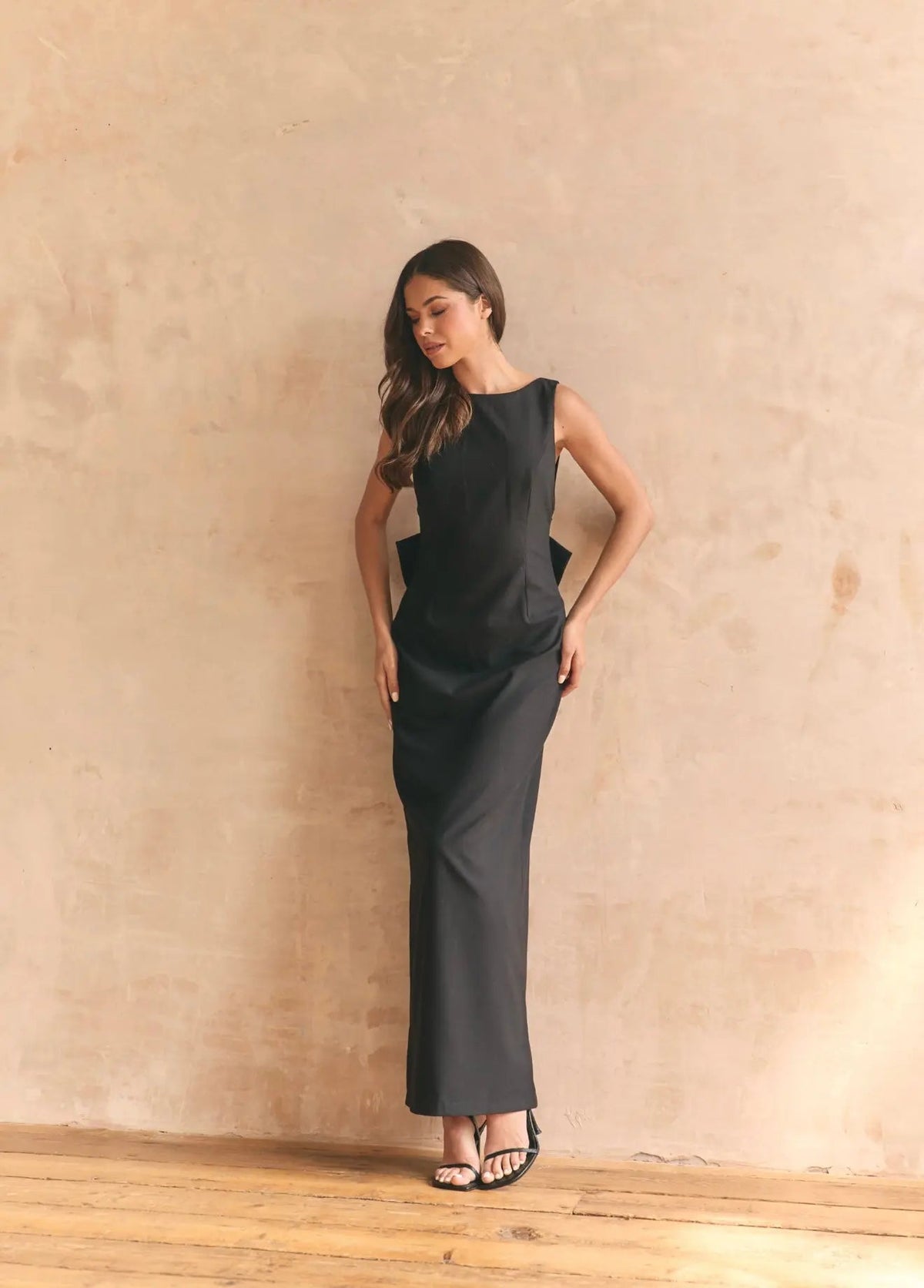 BOW MAXI DRESS BLACK