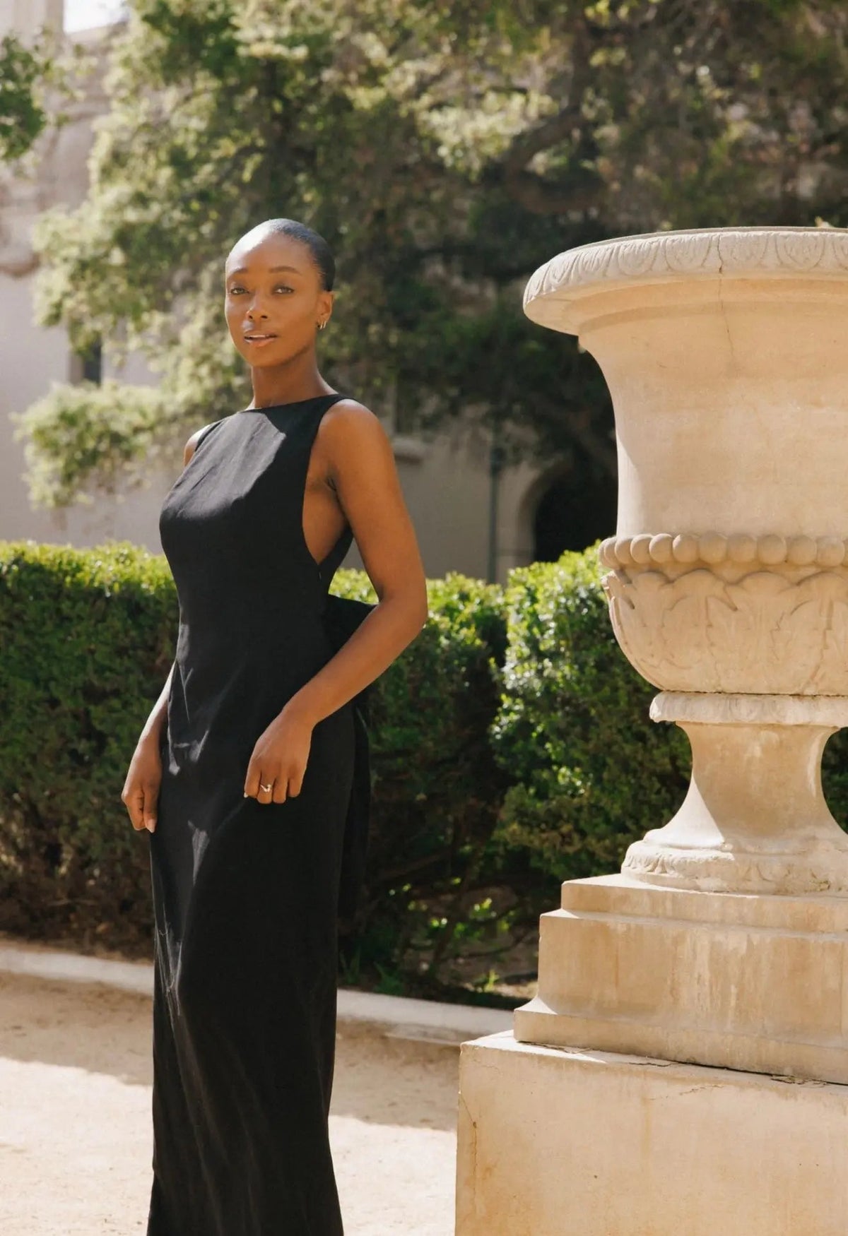 BOW MAXI DRESS BLACK