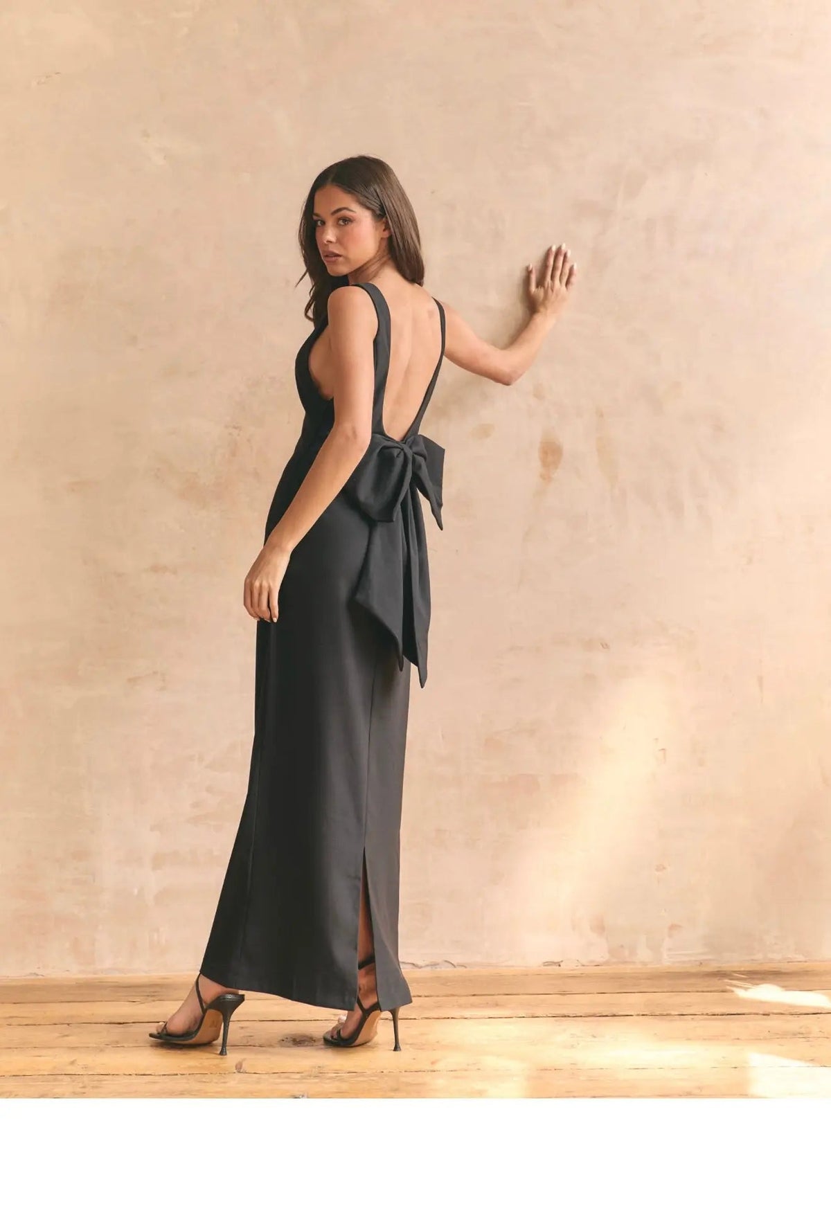 BOW MAXI DRESS BLACK