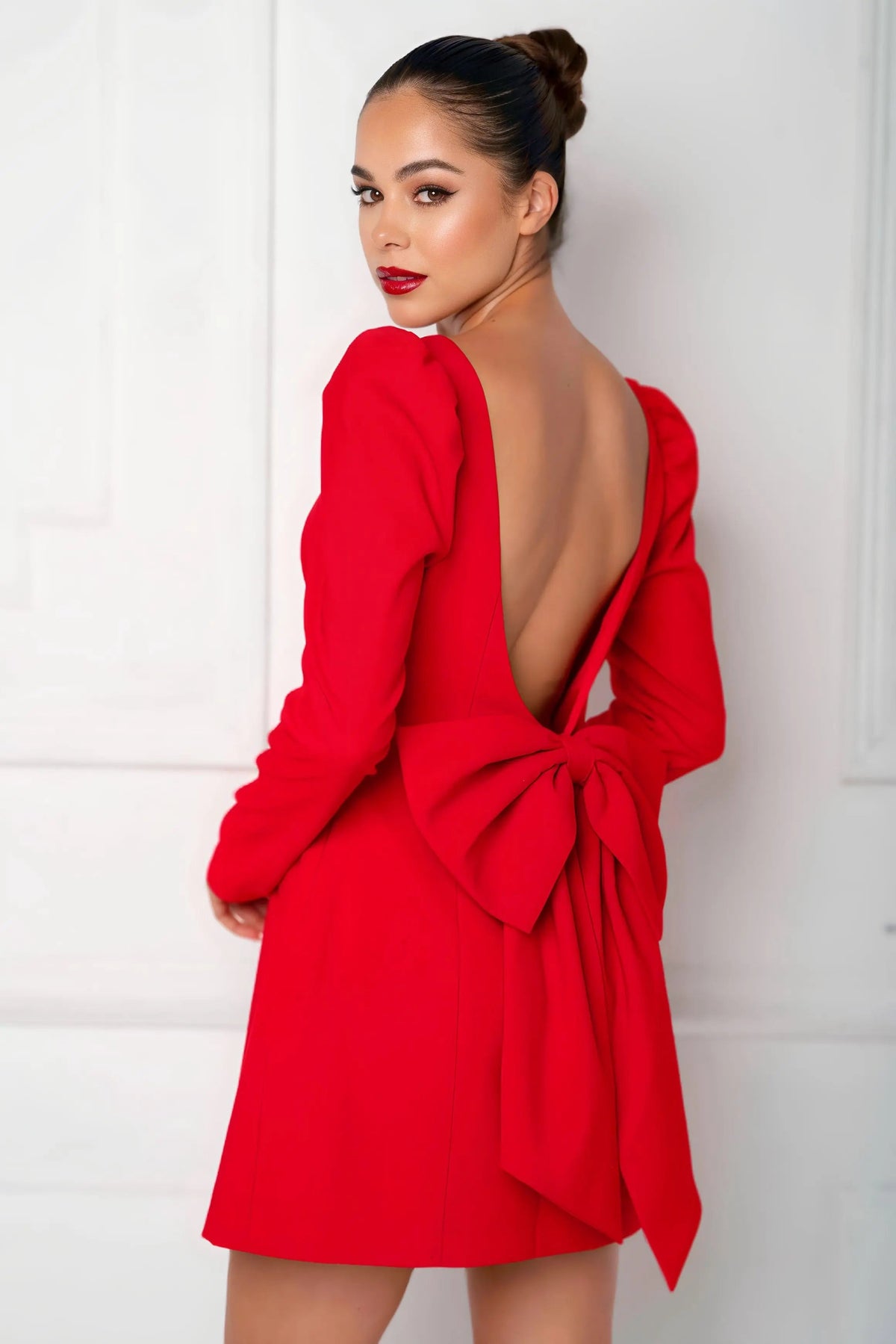 red backless dress uk Scarlet Red Linen Backless Maxi Dress Small