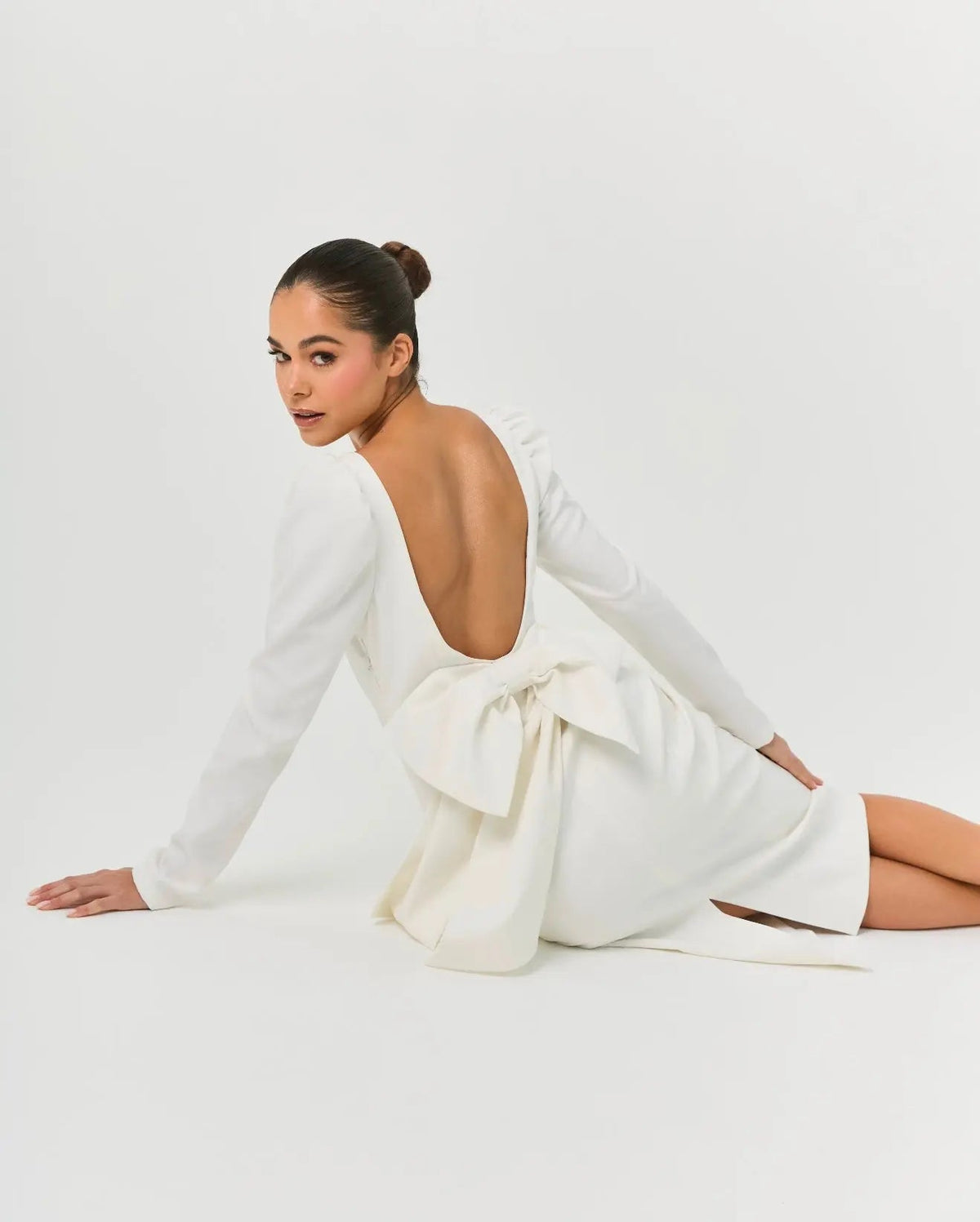 BOW MIDI DRESS WHITE A-LINE