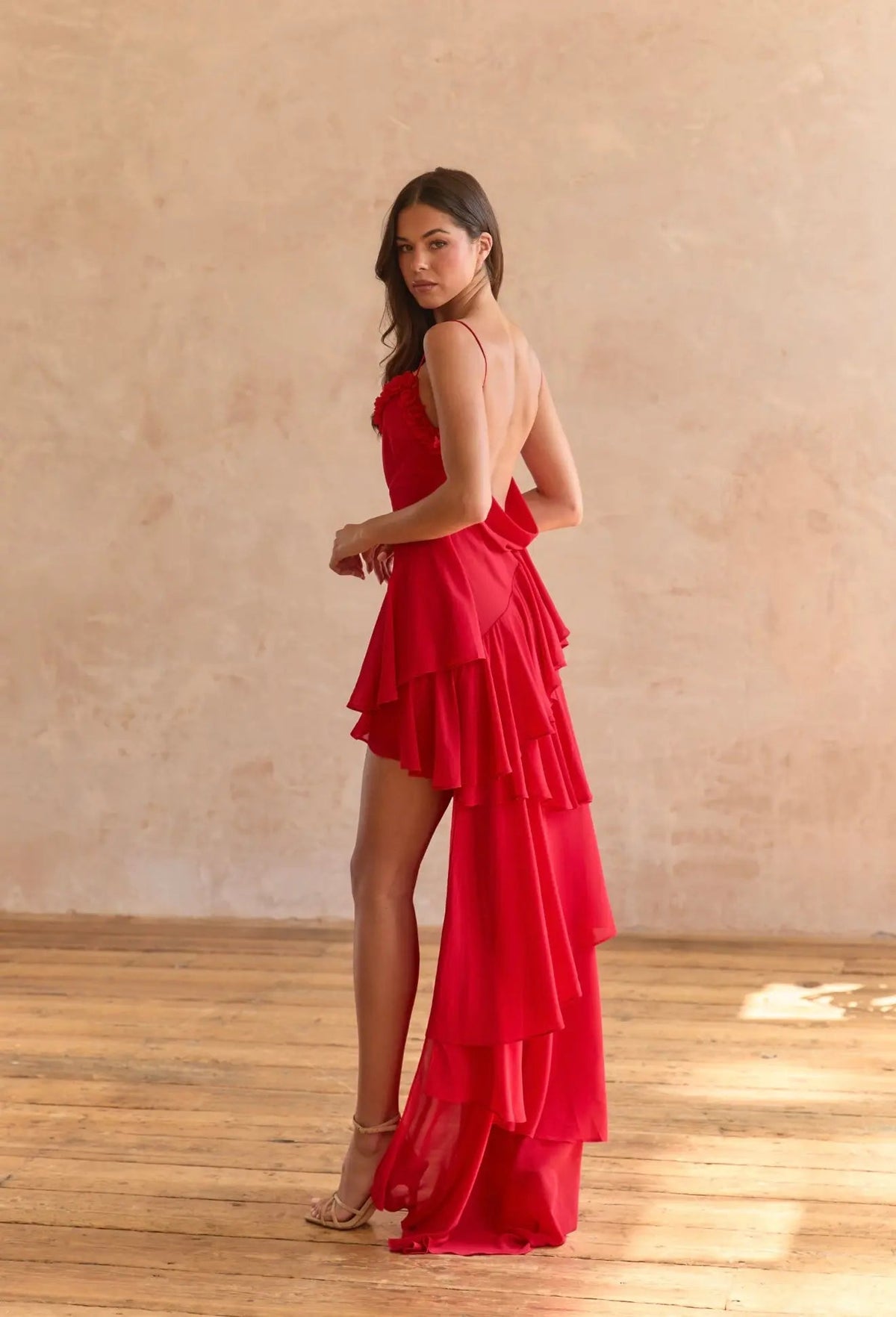 RED ROSE PETAL DRESS