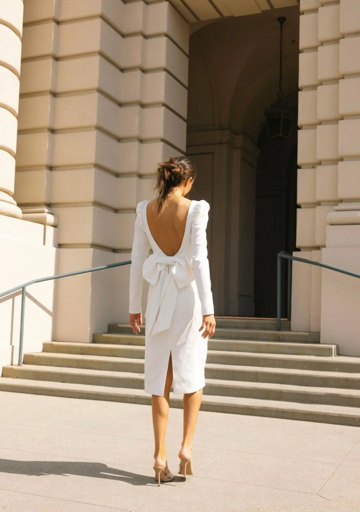 BOW MIDI DRESS WHITE A-LINE