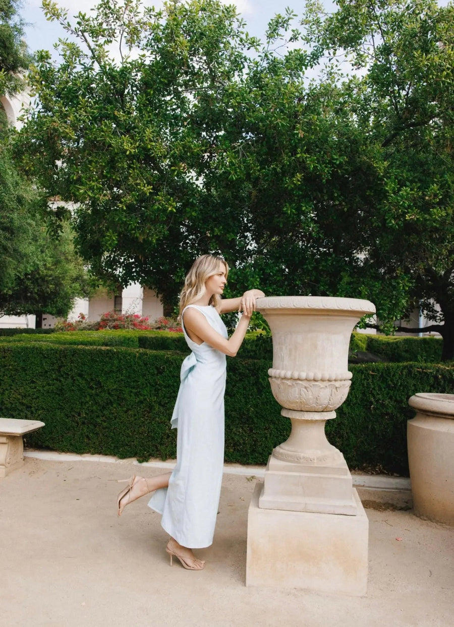 BOW MAXI DRESS BLUE