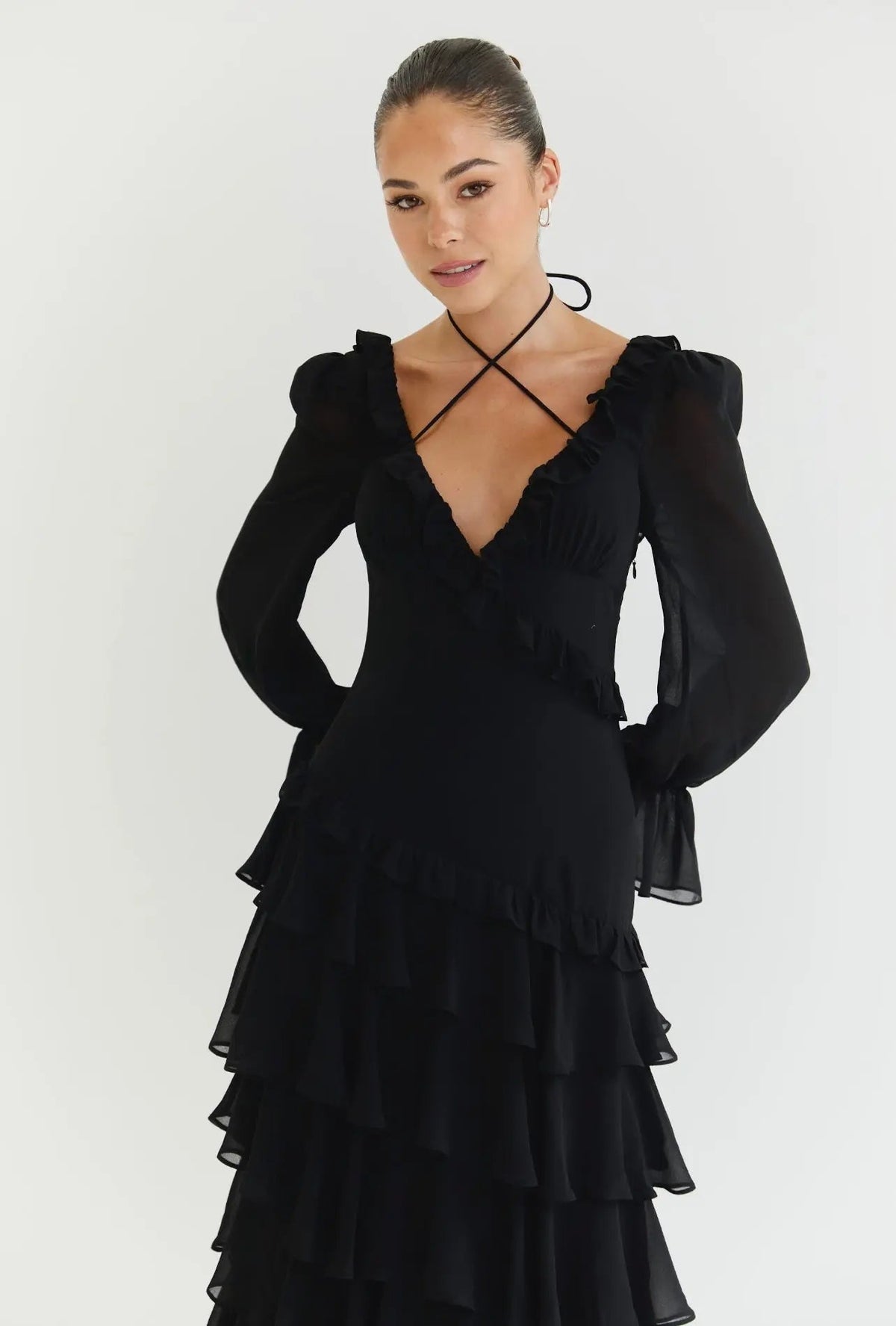 ALB RUFFLE DRESS BLACK