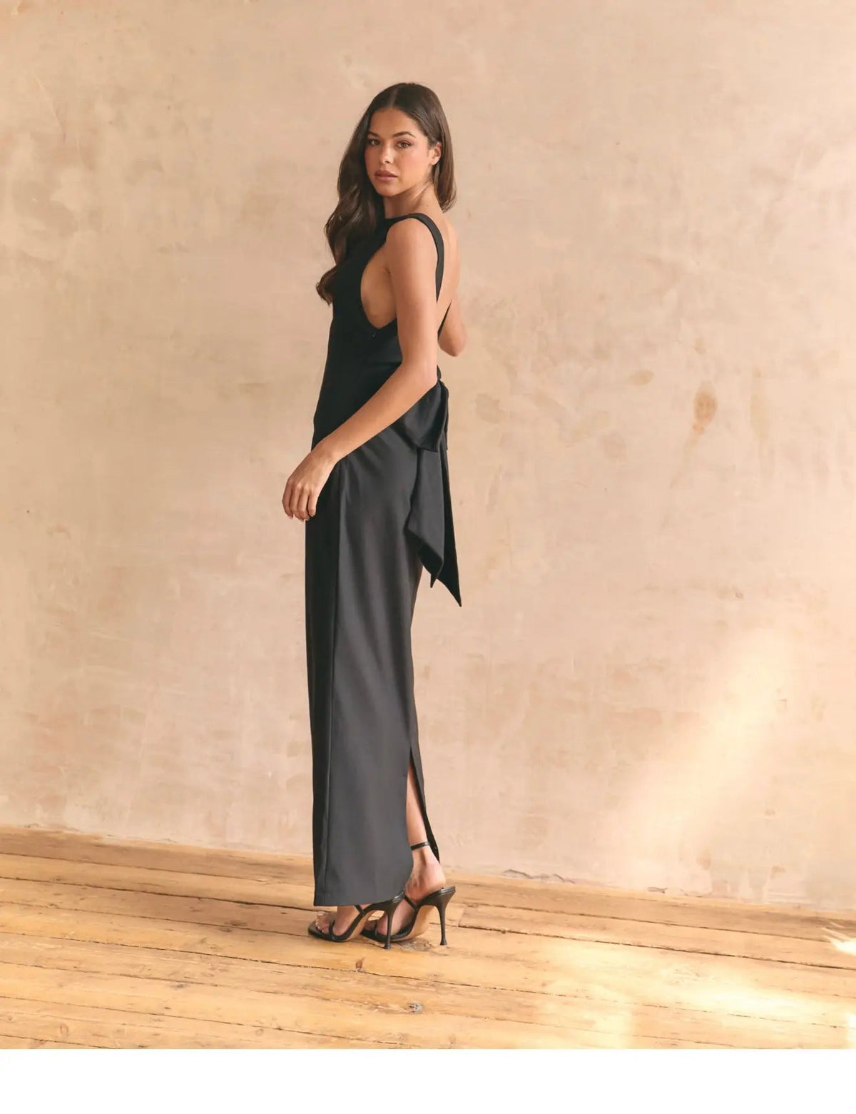 BOW MAXI DRESS BLACK
