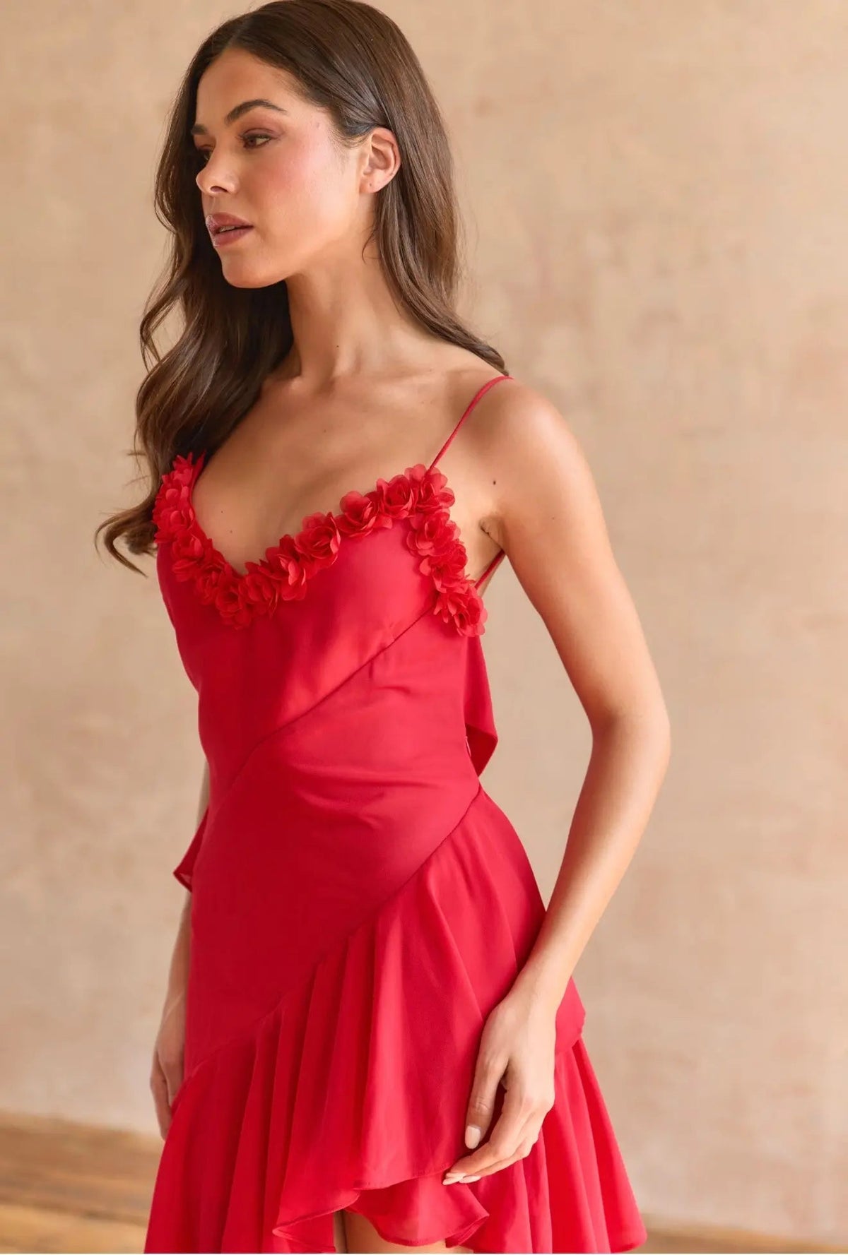 RED ROSE PETAL DRESS