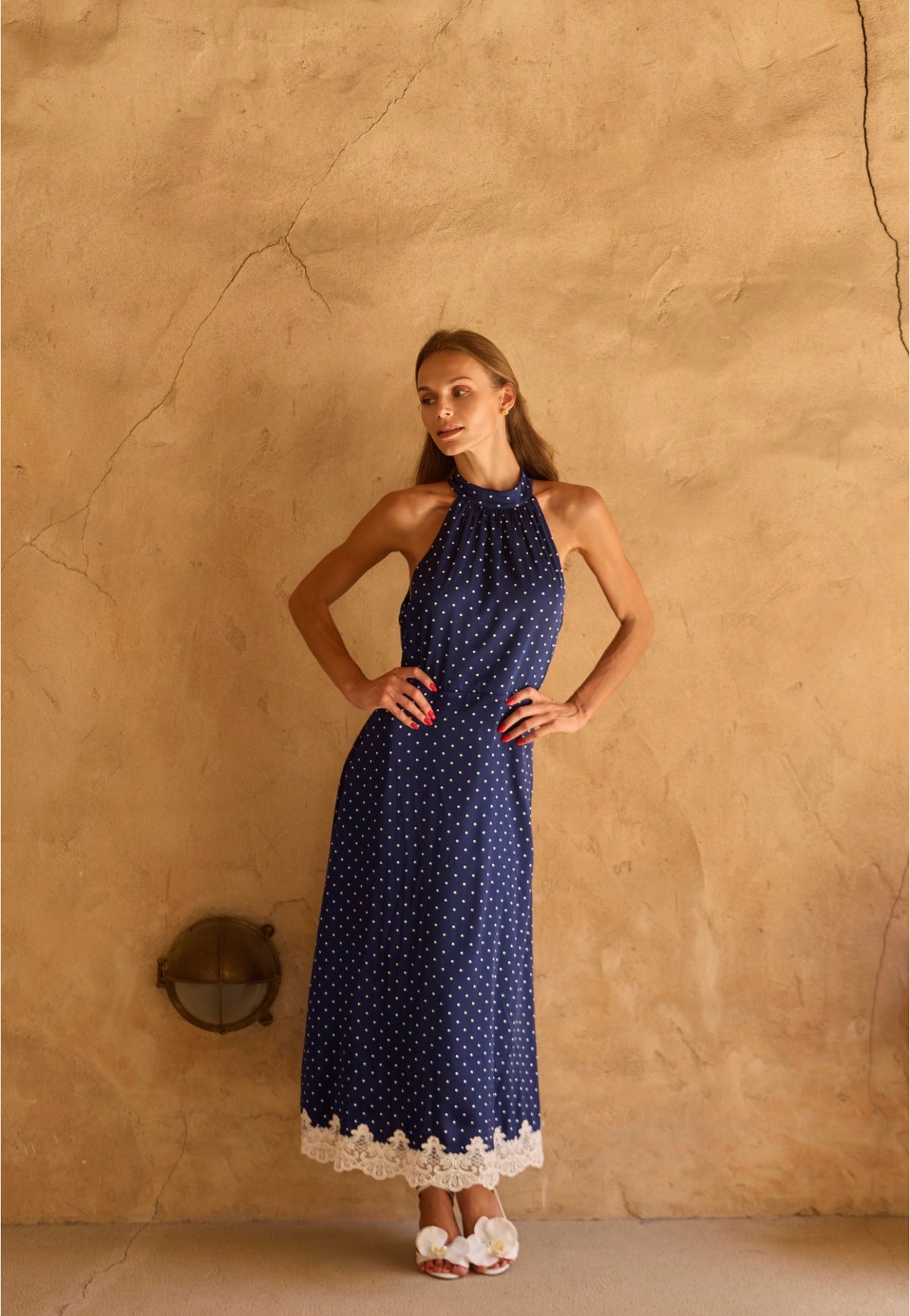 POLKA DOT DRESS WITH LACE