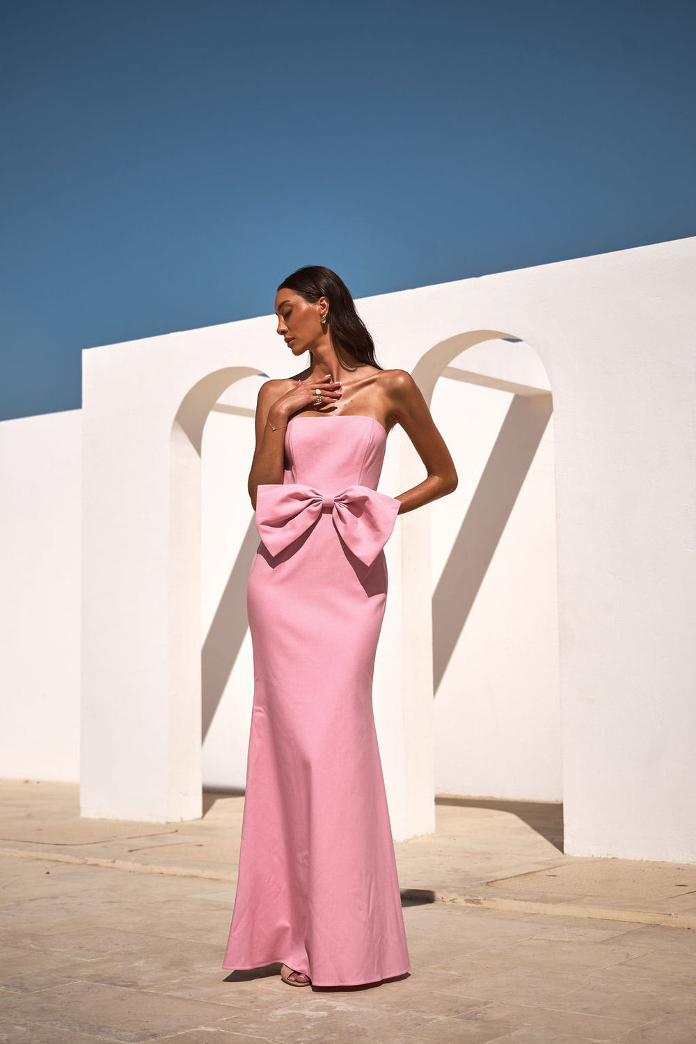 BELLE BOW DRESS PINK