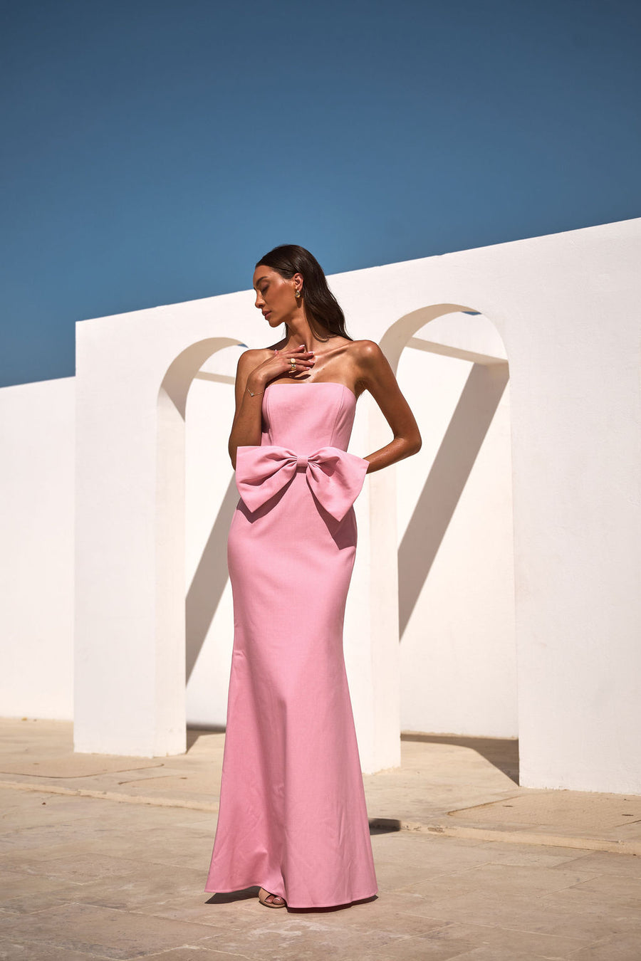 BELLE BOW DRESS PINK
