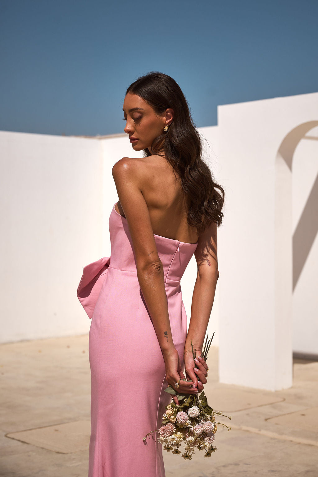 BELLE BOW DRESS PINK