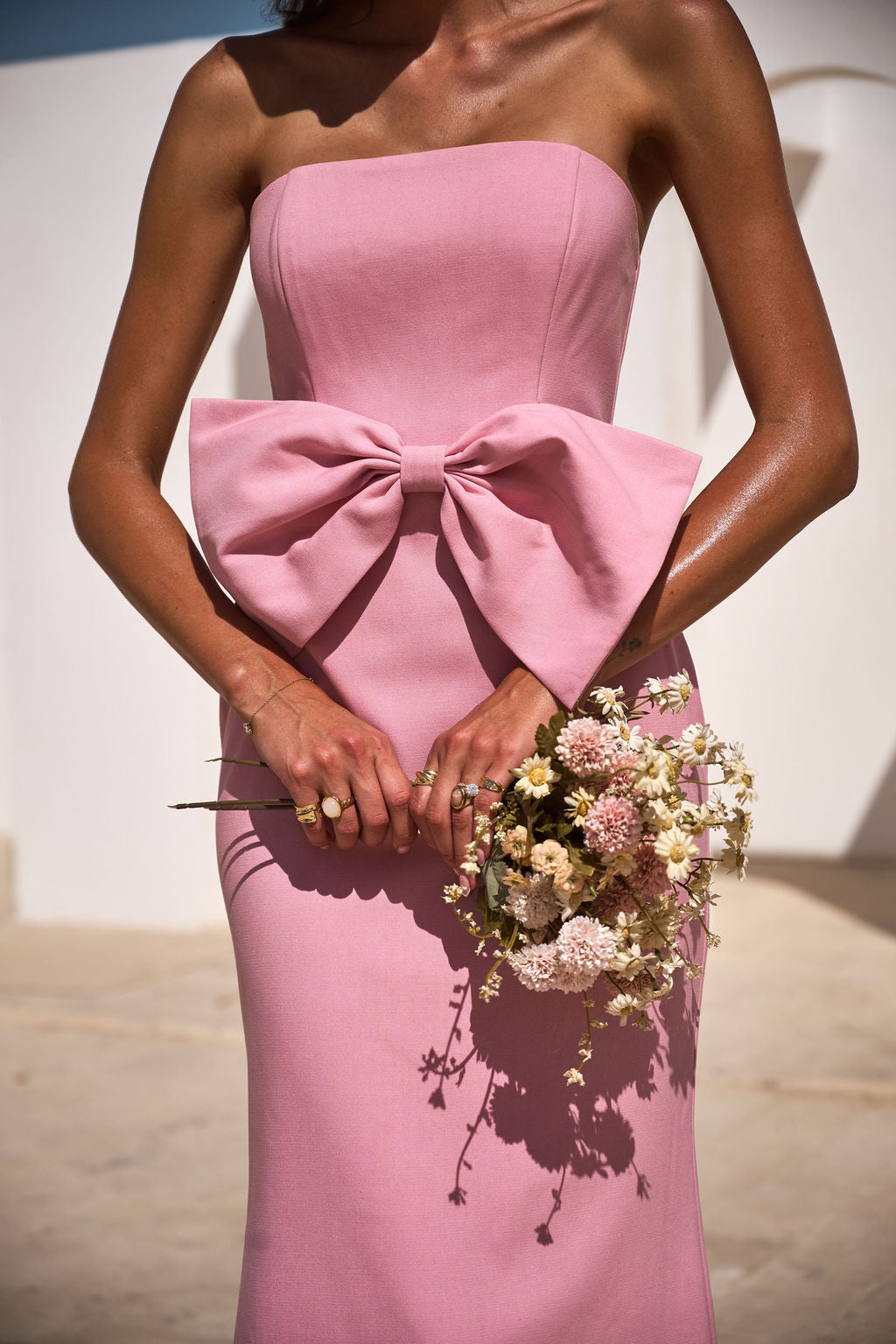 BELLE BOW DRESS PINK