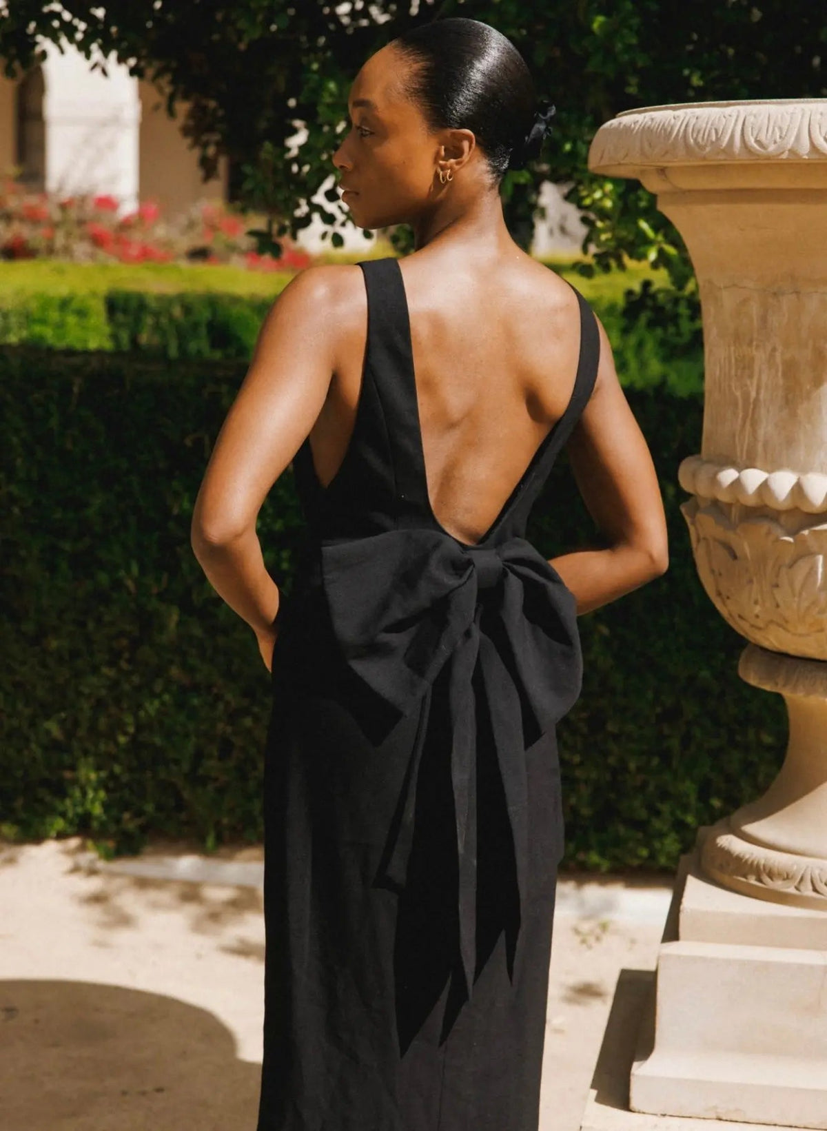 BOW MAXI DRESS BLACK
