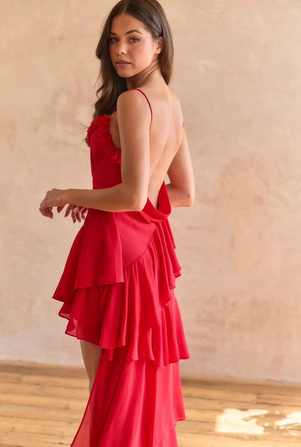 RED ROSE PETAL DRESS