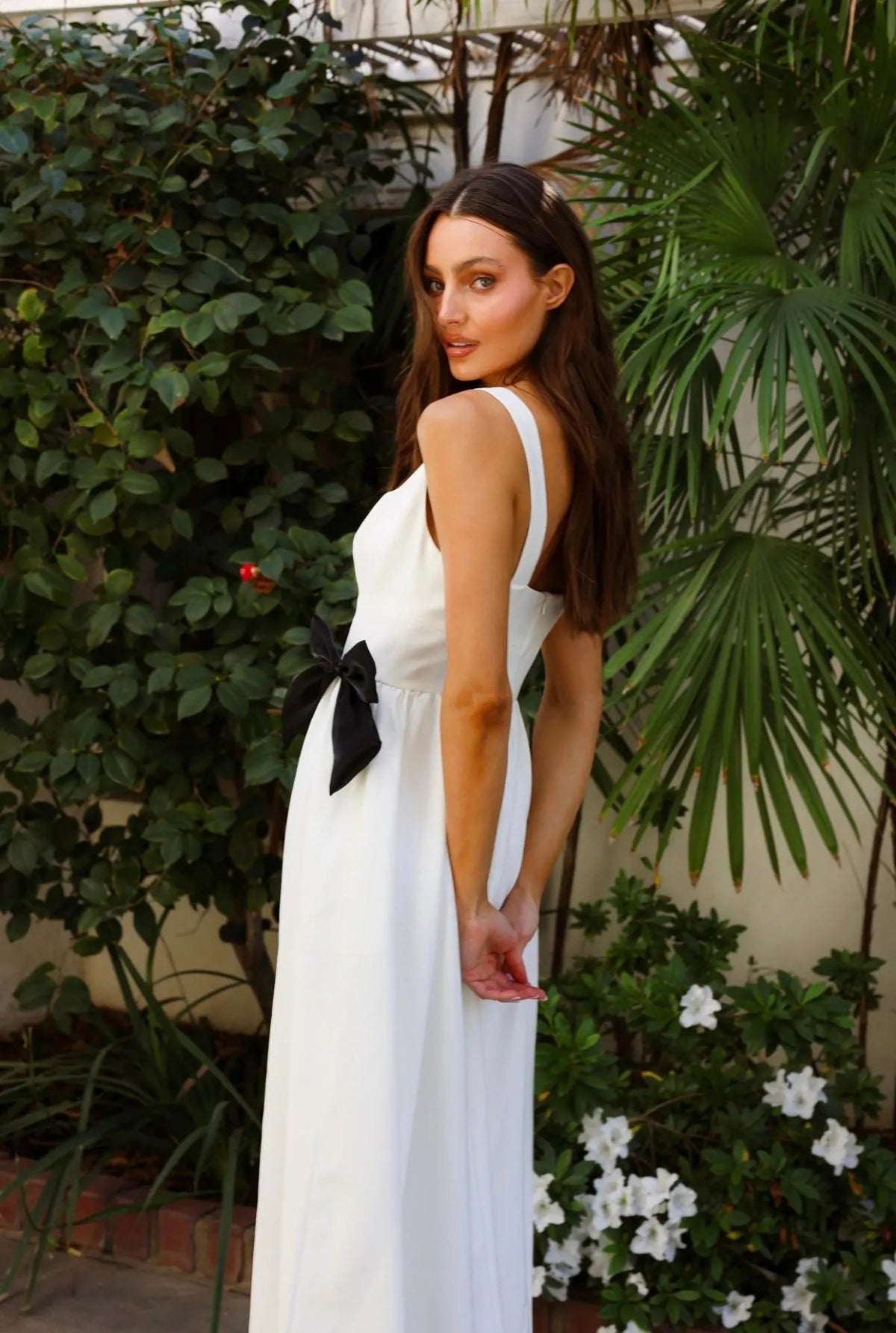 BOW MIDI DRESS WHITE