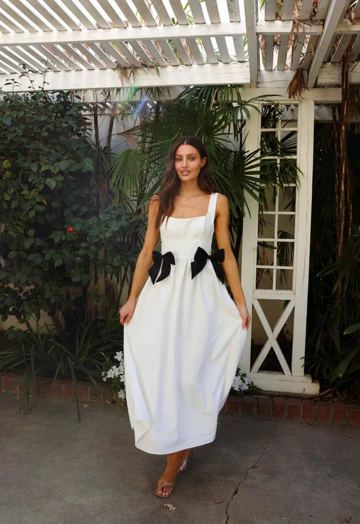 BOW MIDI DRESS WHITE