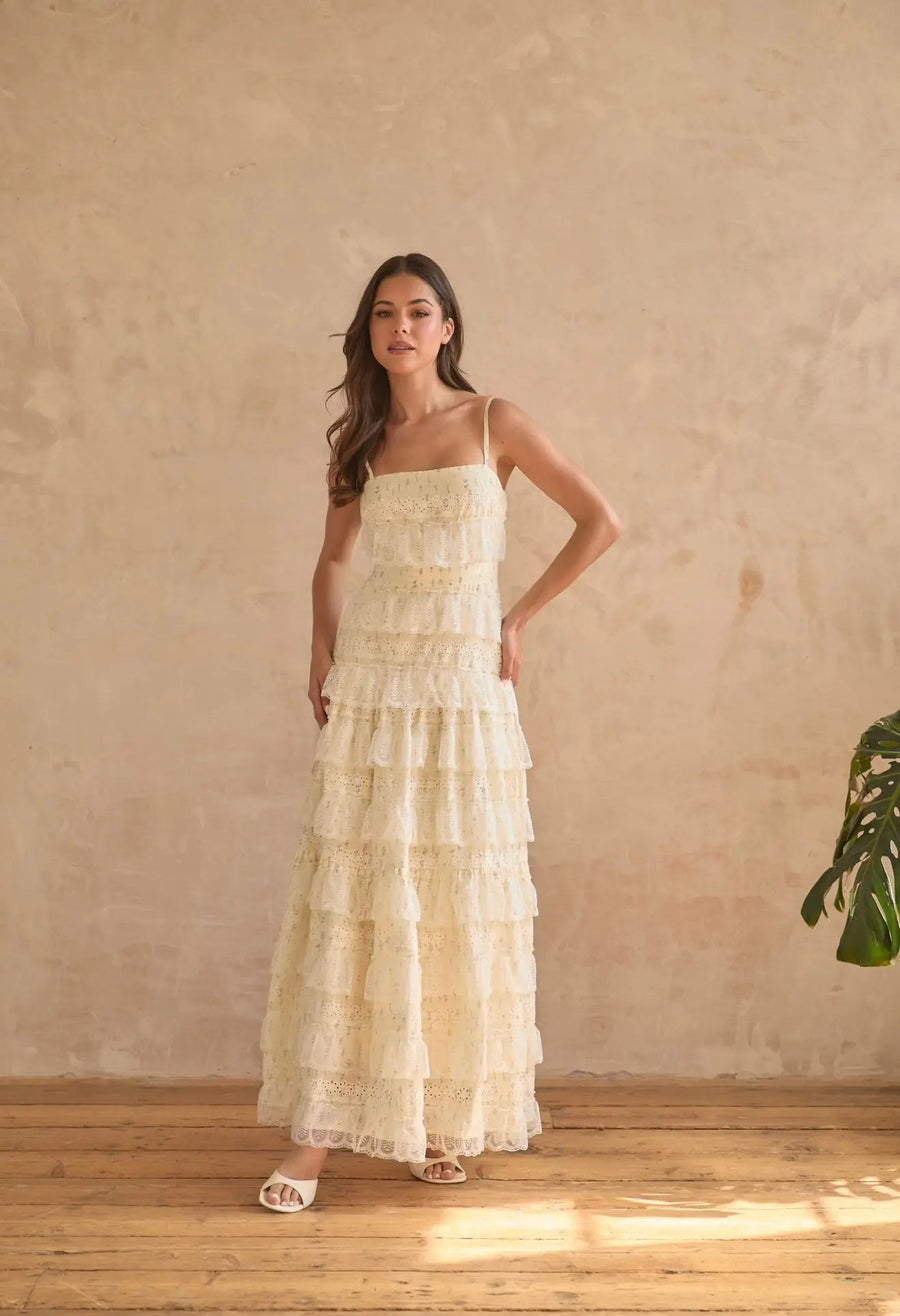LOVETTE MAXI LACE DRESS YELLOW
