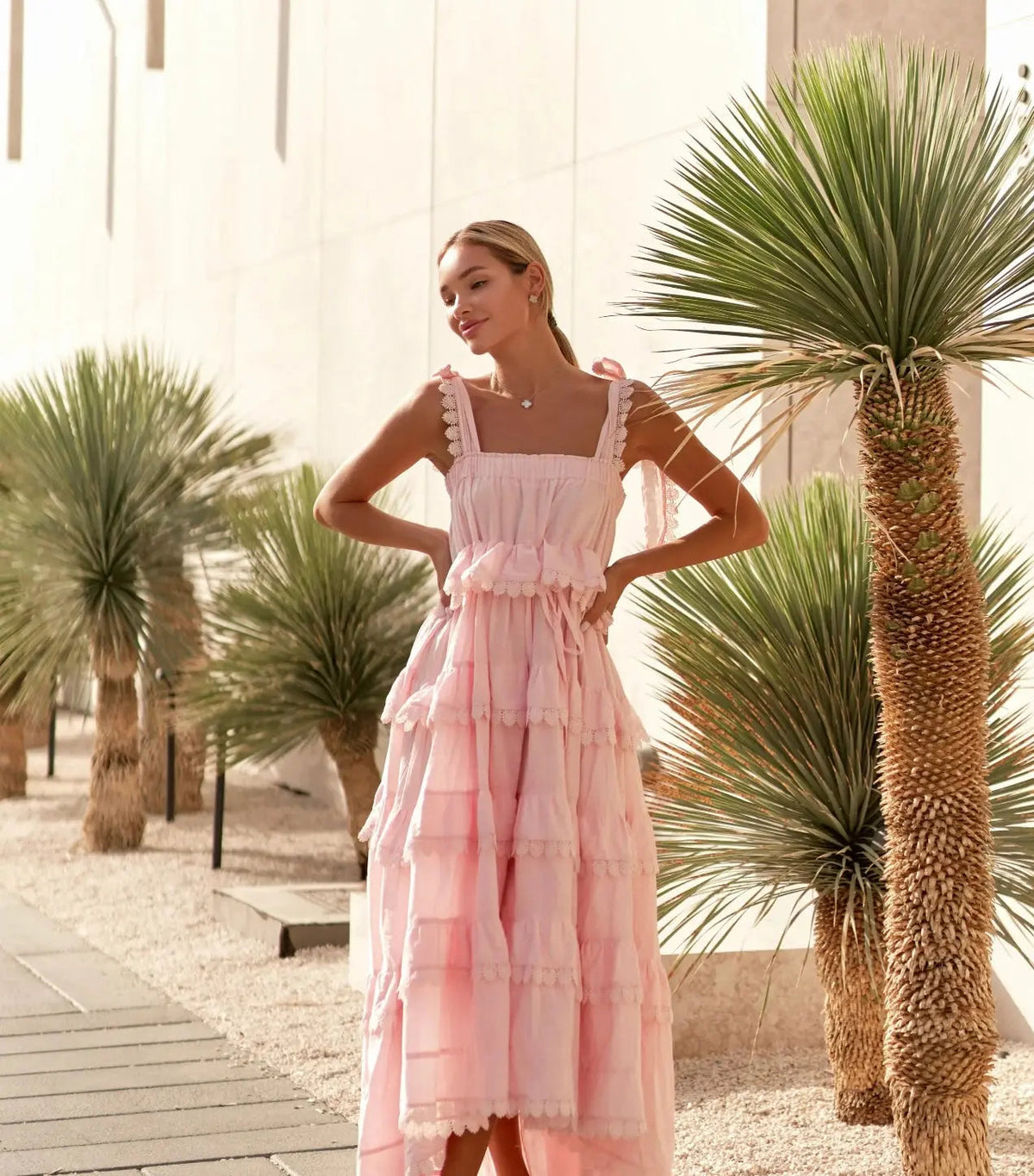 PHI PHI HEART SMOCK DRESS PINK