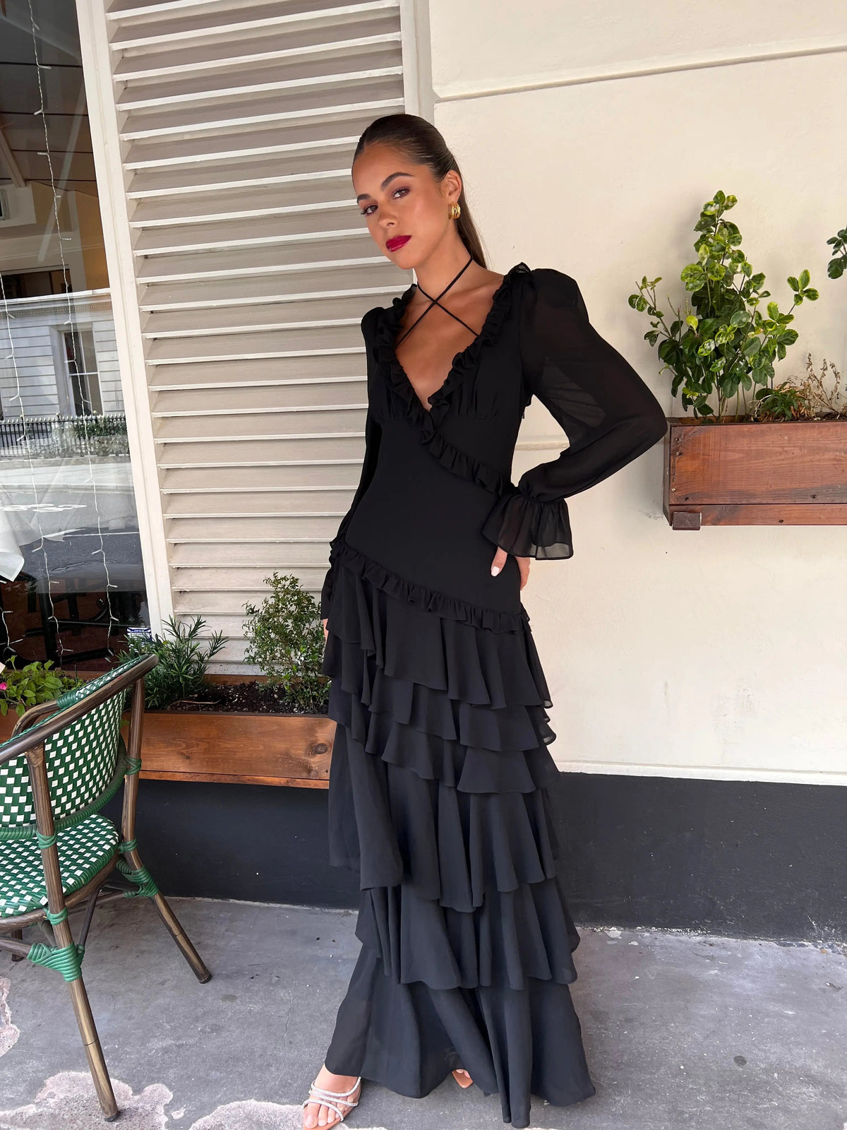ALB RUFFLE DRESS BLACK
