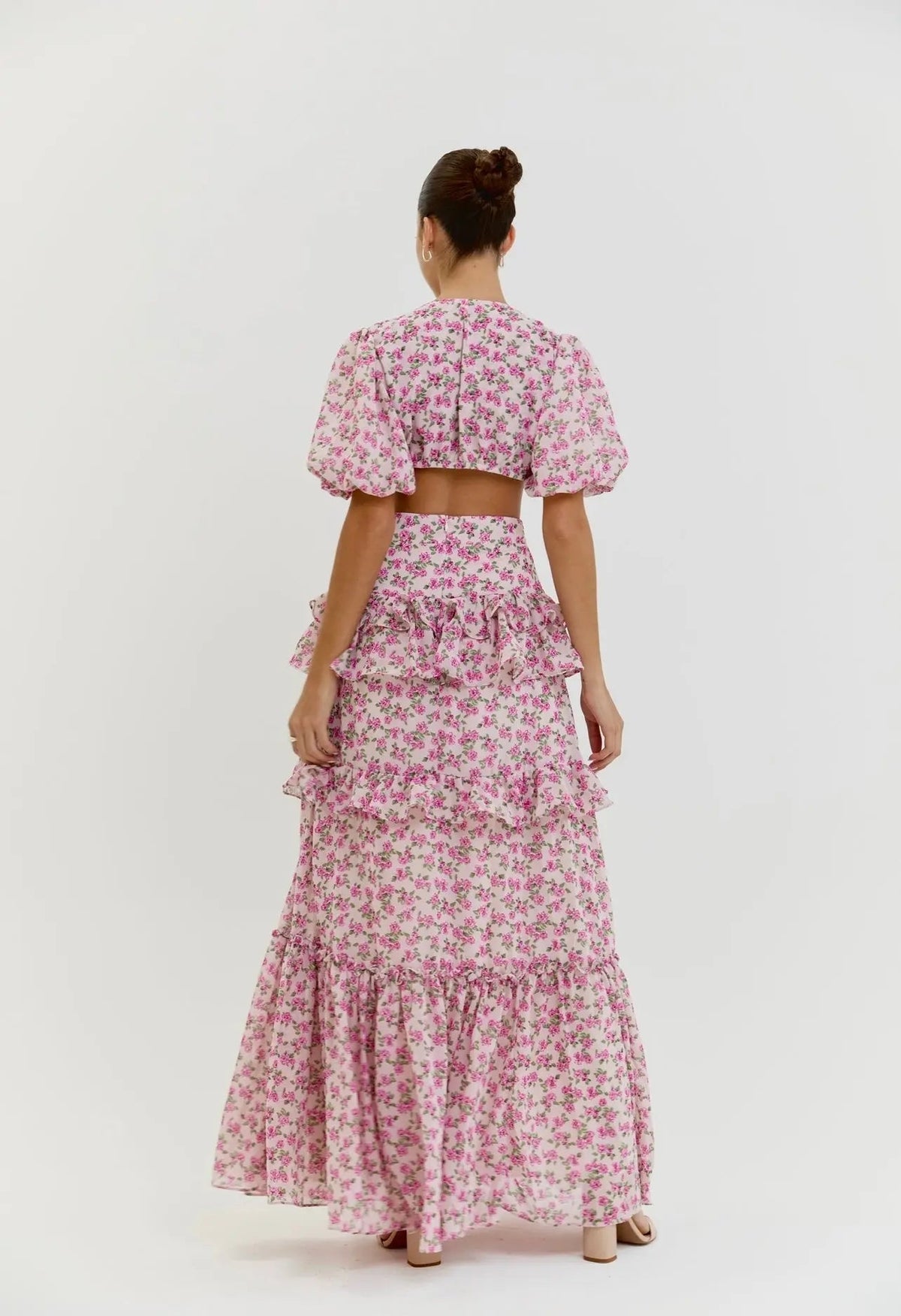 CASSINI CAP SLEEVE DRESS PINK FLORAL